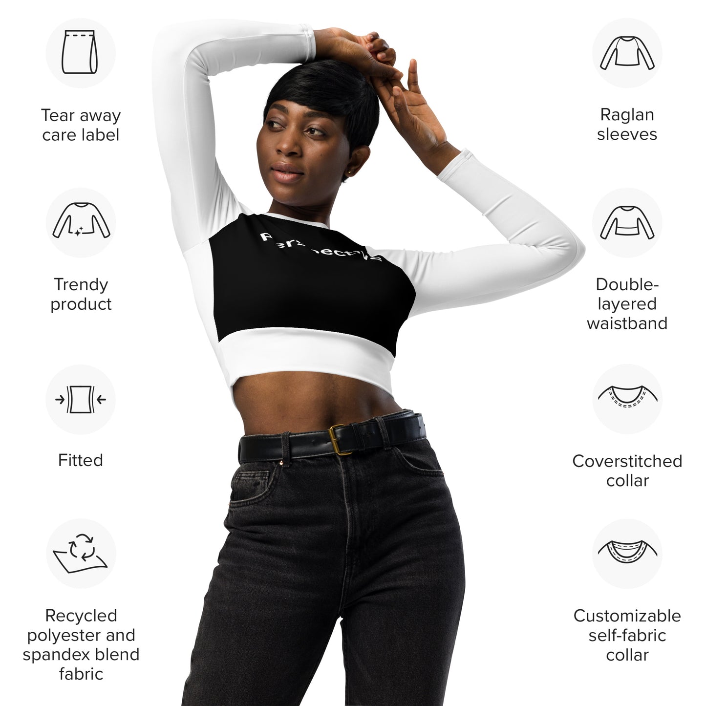 Recycled long-sleeve crop top